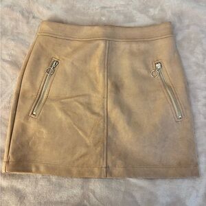 Forever 21 Tan Mini Skirt with Zipper Details